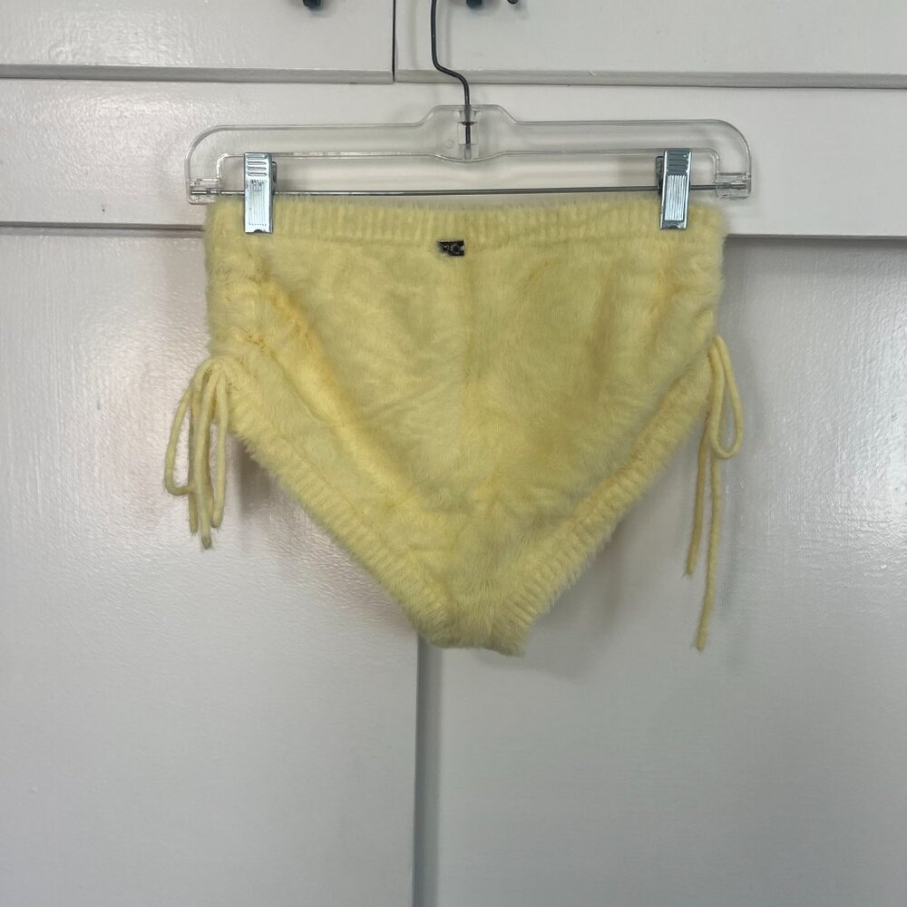 For Love & Lemons Yellow Fuzzy High-Waist Shorts - Picture 3 of 12